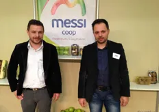 Georgio Ioannis (left) and his colleague of Messi Coop. The cooperative is a group of producers for peaches, nectarines, apples, pears and tomatoes and other products.