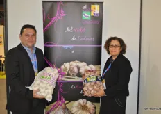 Guillaume Jouchoux and Fatima Hamioni from Les Aulx du Sud-Ouest, a grower of garlic with a focus on their Purple garlic.