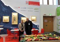 Bernadette Galliker vertritt auf der Messe den Schweizer Obstverband, der zum 20. Mal mit einem Stand auf der Fruit Logistica anwesend ist. Seit 2004 präsentieren sich die Unternehmen Swisscofel (CEO Marc Wermelinger auf dem Foto), Swisspatat und VSGP mit einem Gemeinschaftsstand.