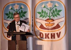 Thomas Herkenrath - Präsident des Deutschen Kartoffel-Handelsverbandes (DKHV) begrüßt das Publikum zum 16. Internationalen Berliner Kartoffelabend. 