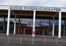 Der Eingang zur Messe Friedrichshafen wo die Fruchtwelt Bodensee alle zwei Jahre veranstaltet wird. 