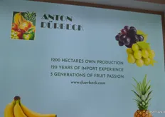 Die beeindruckenden Zahlen der Anton Dürbeck GmbH: 1200ha Eigenanbau, 120 Jahre Erfahrung im Fruchtimport und 5 Generationen Familiengeschichte.