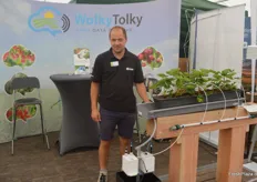 Yannick Smedts von WolkyTolky. Das Unternehmen entwickelt unter anderem Messgeräte für den Obst-, Gemüse- und Ackerbau. Auf der Interaspa stand das System für den Tunnel- und Stellagenanbau im Vordergrund. 