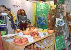Der bunte Gemeinschaftsstand der Artevos GmbH (Vermarktung) und der Kiefer Obstwelt (Baumschule). Präsentiert wurden vor allem innovative Kernobst-Sorten wie Ladina-Äpfel und Novembra-Birnen.