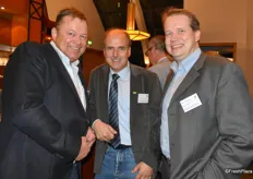 Henning Räthke (l) vertritt den Züchter Europlant GmbH & Co KG. Er trifft sich mit den Kollegen Gundolf Krug (Vereinigte Saatzuchten eG) und Bernd Mödebeck des kartoffelverarbeitenden Unternehmens Sola Bonum GmbH.